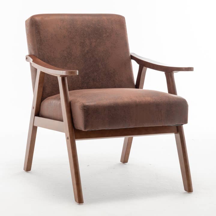 39F Inc. - Wholesale Chair - Mid-Century Modern Wingback Accent Chair Brown Fabric