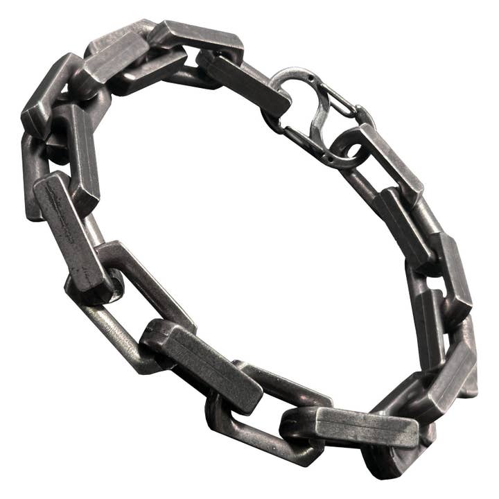 Bracelet Chaîne Carrée en Acier Inoxydable Métal Gun pour la vente par AAB Style Inc.