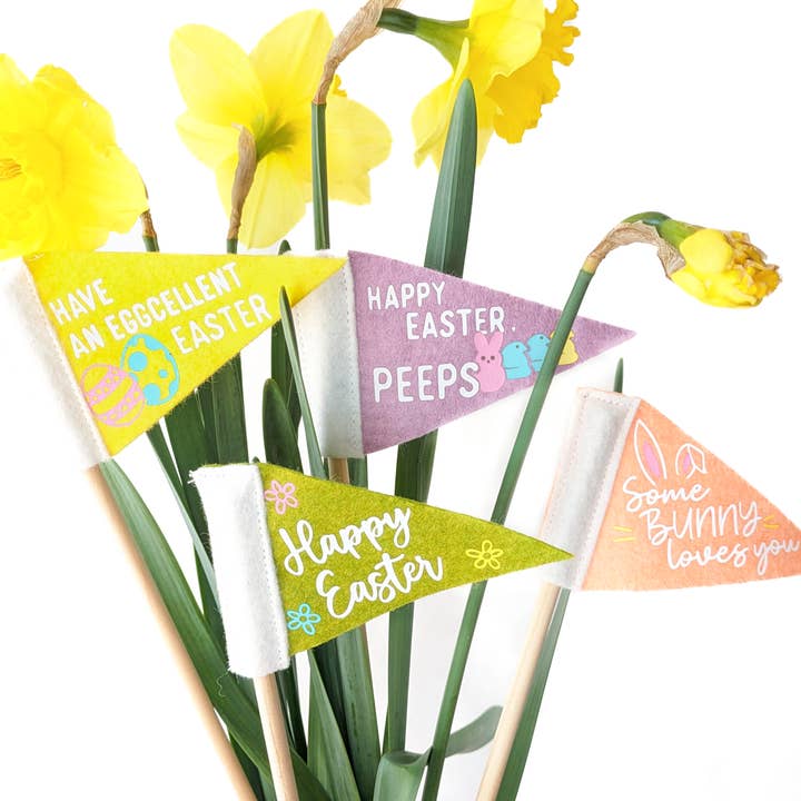 Easter Tiny Flag Pennant | Wool Blend, Handmade in USA for wholesale by Pennant For Your Thoughts