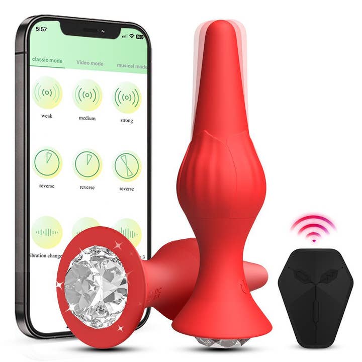 Red Rose Butt Plug Silicone 9-Frequency Vibration Plug Sex toys for wholesale on Faire