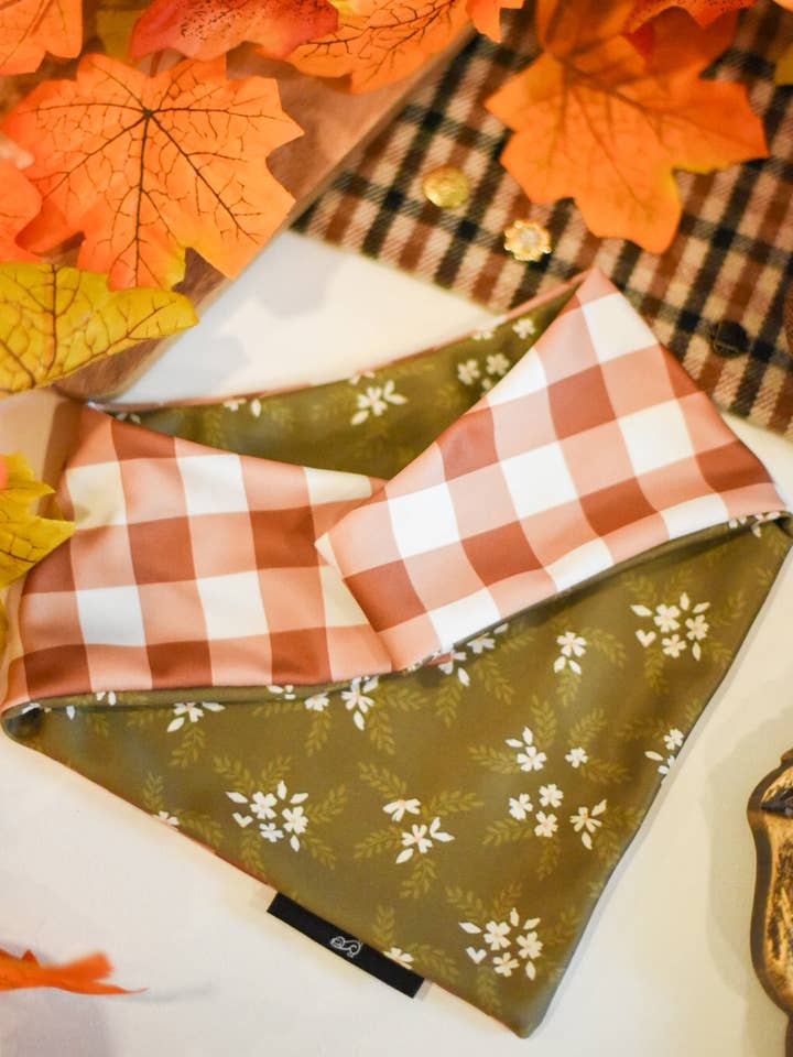 Fall gingham and green floral for wholesale by S-Wag Dog co.