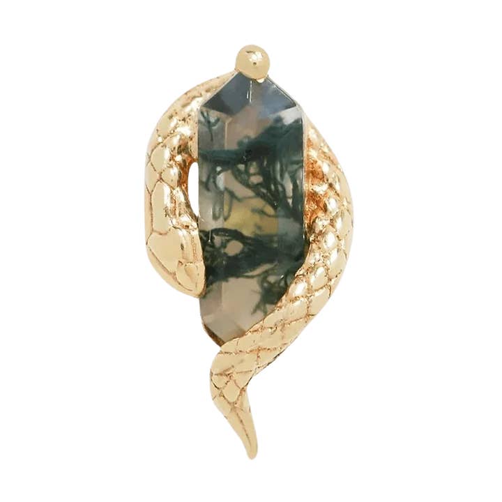 Eve Was Framed – Embout sans filetage en or 14K et agate mousse pour la vente par Piercing-zone
