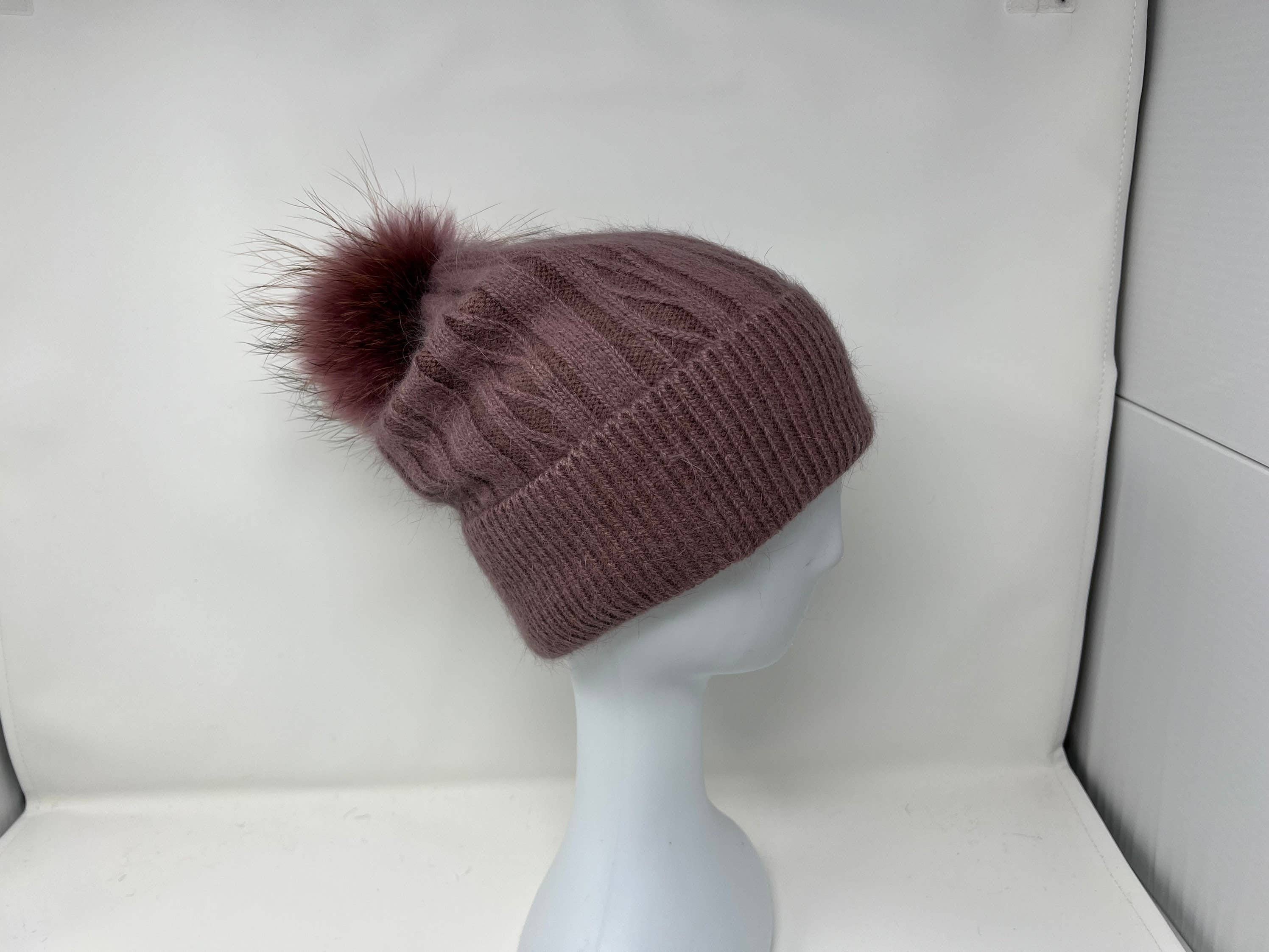 FanakoStudioNYC - Wholesale Beanie - Women's - New, Cashmere Beanie Hat For Winter, Angora Fur Beanie, Fox Fur Pompom.christmas Gift4