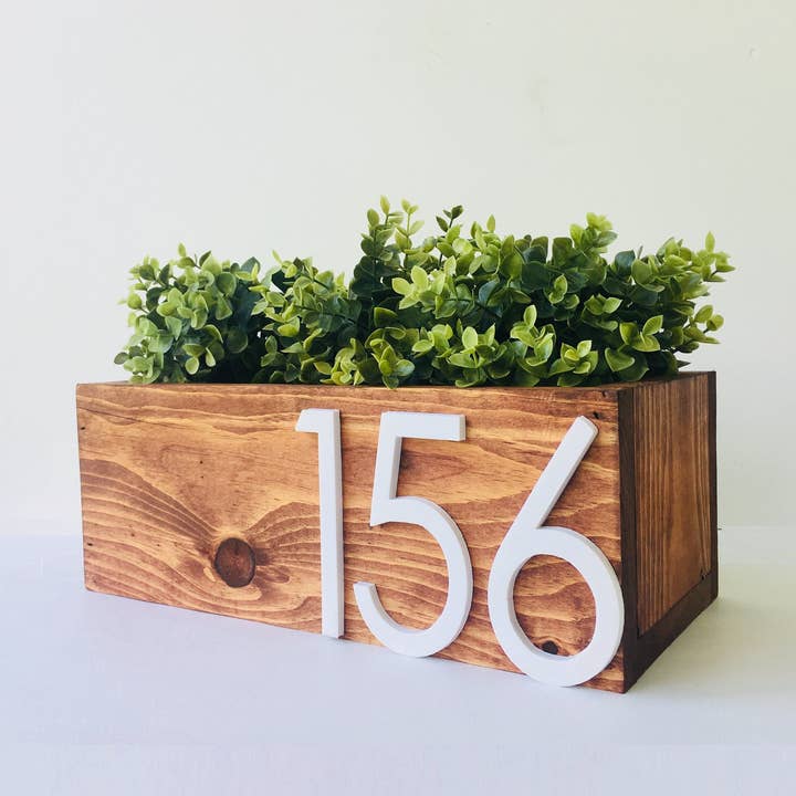 Planter with Address Numbers | 7 Colors! | Handmade Design for Modern, Farmhouse or Beach style Homes | Hooks Attached & Weather-Treated for wholesale by Liberty Trade Corp