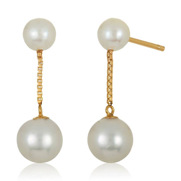 Brincos Gota Pérola Double Take em Ouro 14k por atacado de Mabel Chong