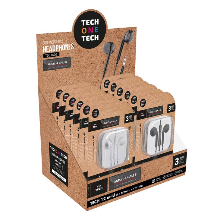 TECH ONE TECH - Wholesale Headphones - Eartech 12 Unid Jack Headphone Savings Pack (6+6)