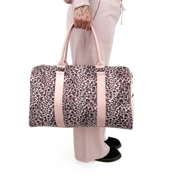 Leopard Faux fur Weekender / Travel Duffle Bags for wholesale by Wicked Misfit