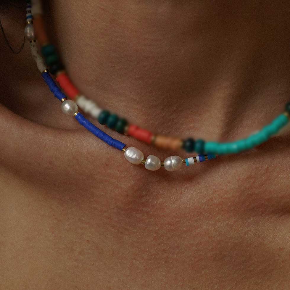 Bijoux 7bis - Wholesale Beaded/Pearl Necklace - Steel Rondelle Gum Beads Necklace6