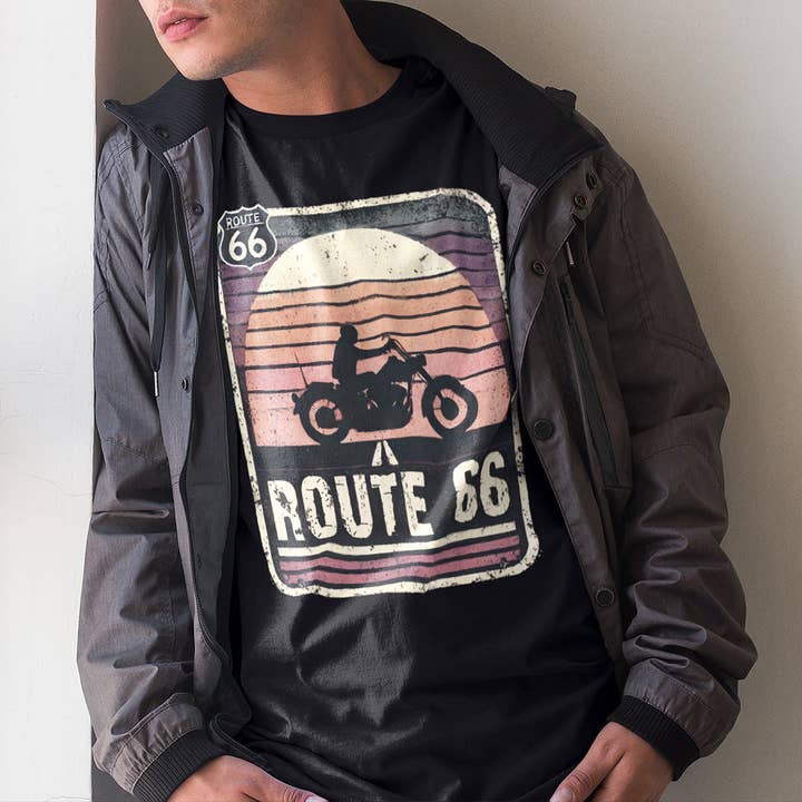 Route 66 Sunset Ride Tee for wholesale by Gibbso