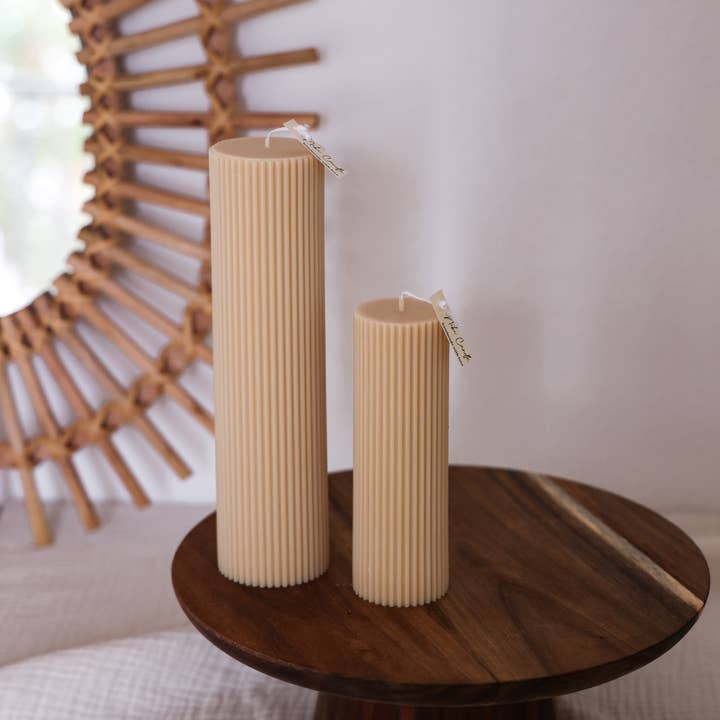 Niki Candle - Wholesale Pillar Candle - Ribbed block candle 15cm/22,5 cm - handmade8