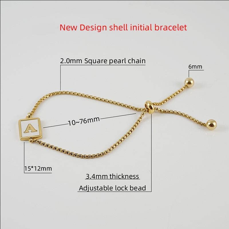 Mio Queena - Wholesale Charm/Dangle Bracelet - Gold-plated Shell Stainless Steel Initial Bracelets28