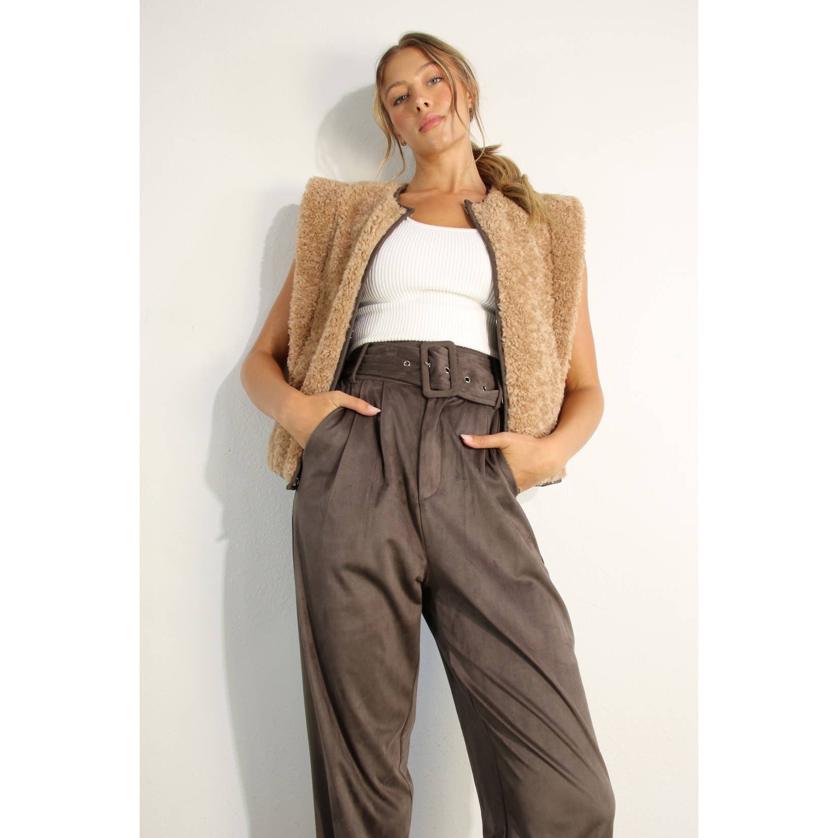 BROWN SUEDE PANTS for wholesale on Faire4