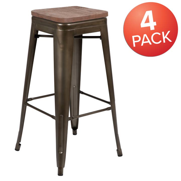 4 Pack 30" High Metal Indoor Bar Stool, Gray for wholesale by Flash Furniture