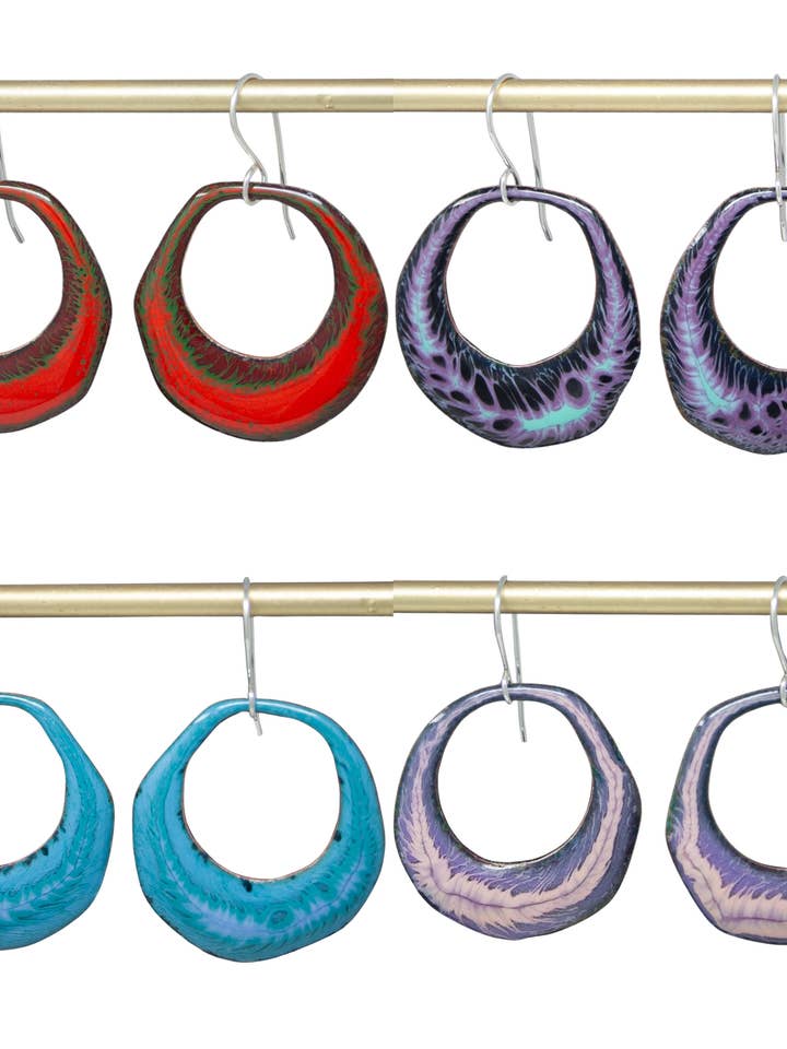 Batik earrings- large. Enameled Jewelry for wholesale by Rising Jewelry