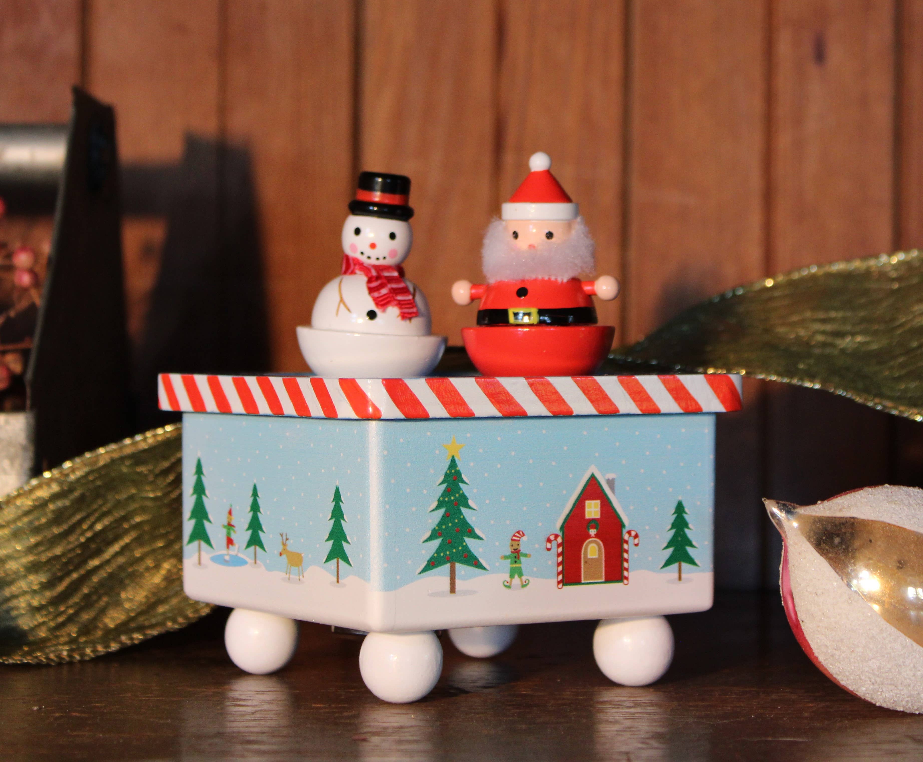 Jack Rabbit Creations - Wholesale Music Box - Kids & Baby - Dancing Santa & Frosty Christmas Music Box1
