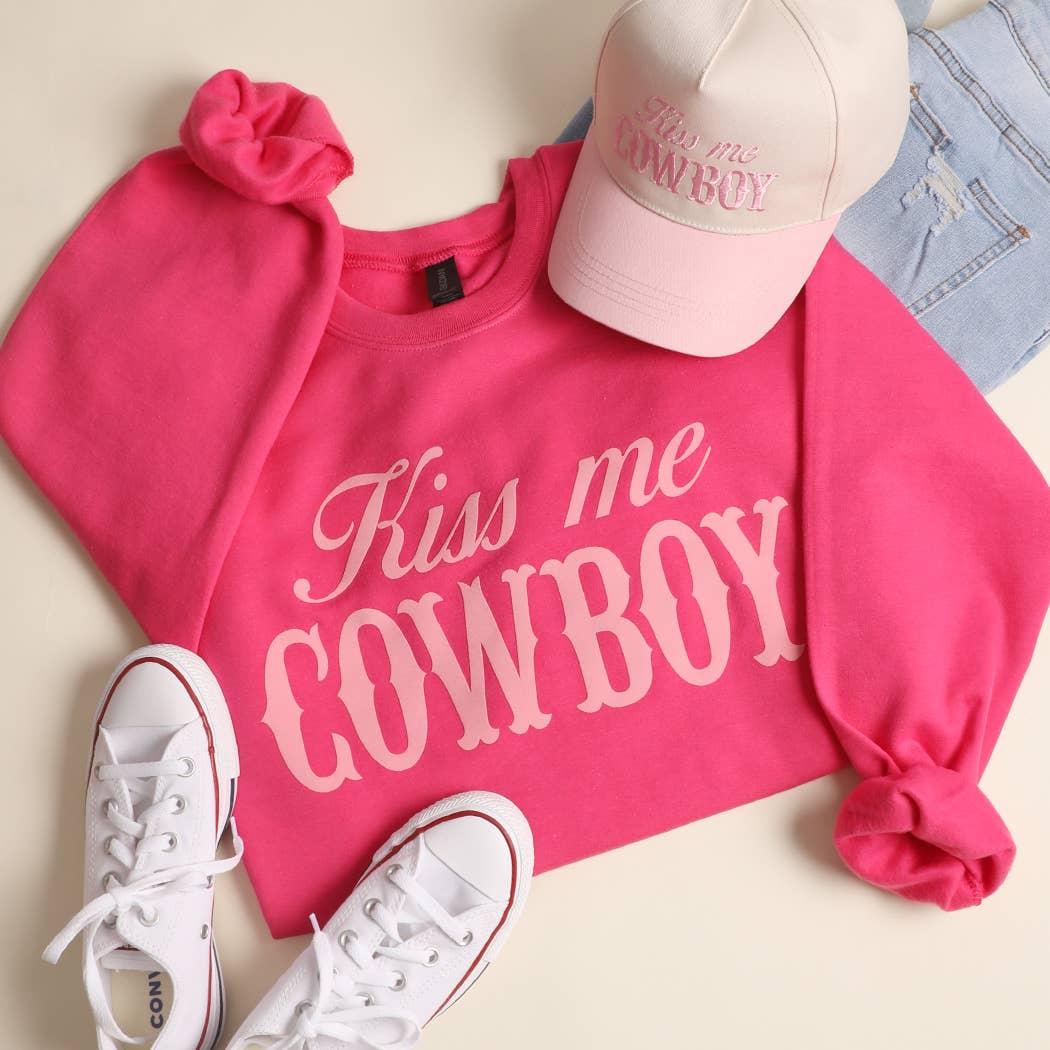 Fashion City - Wholesale Graphic Sweatshirt - Women's - KISS ME COWBOY Heavyweight Crewneck Sweatshirt6