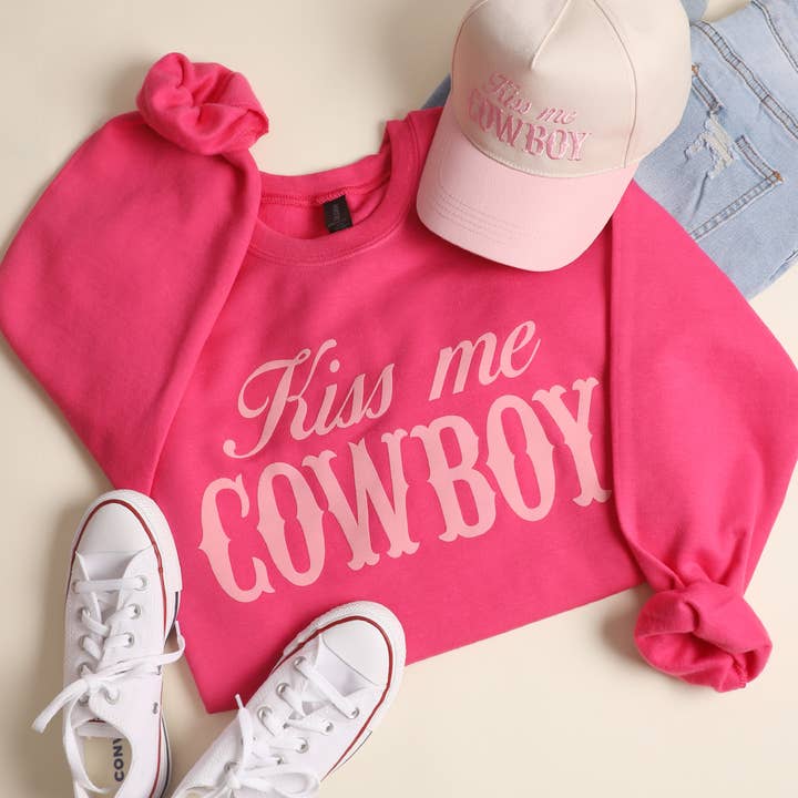 Fashion City - Wholesale Graphic Sweatshirt - Women's - KISS ME COWBOY Heavyweight Crewneck Sweatshirt6