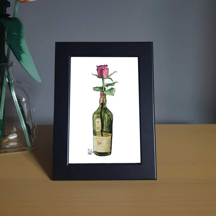 Rose in Lagavulin Alt Framed 4x6" print for wholesale by Lee McGuire Art