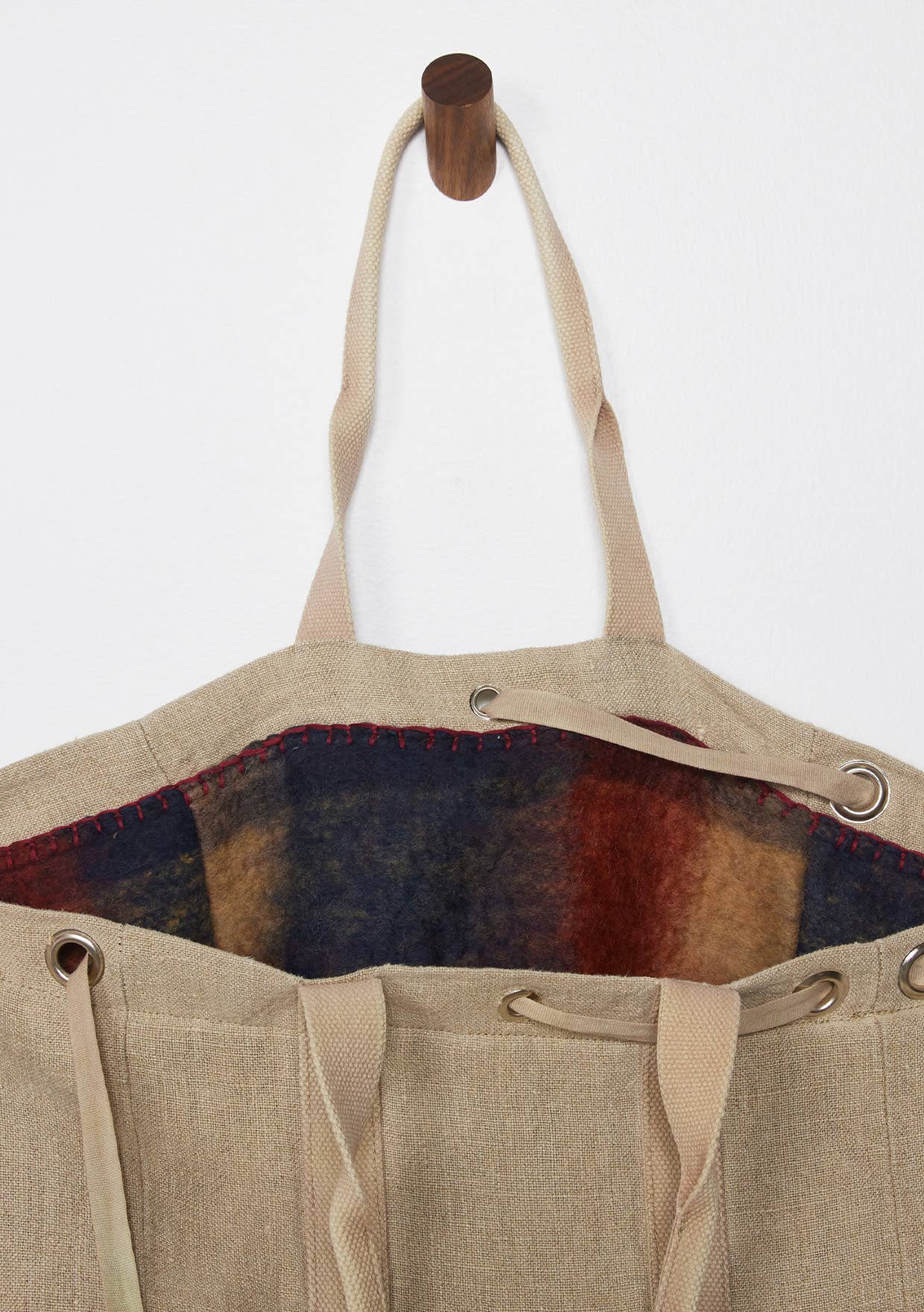 Large Reversible Canvas Tote Bag with Navy Plaid Interior for wholesale on Faire3
