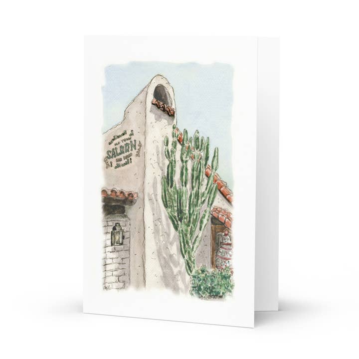 Carte de vœux Fiesta de la Vieille Ville de San Diego – Encre et Aquarelle pour la vente par Swil Arts