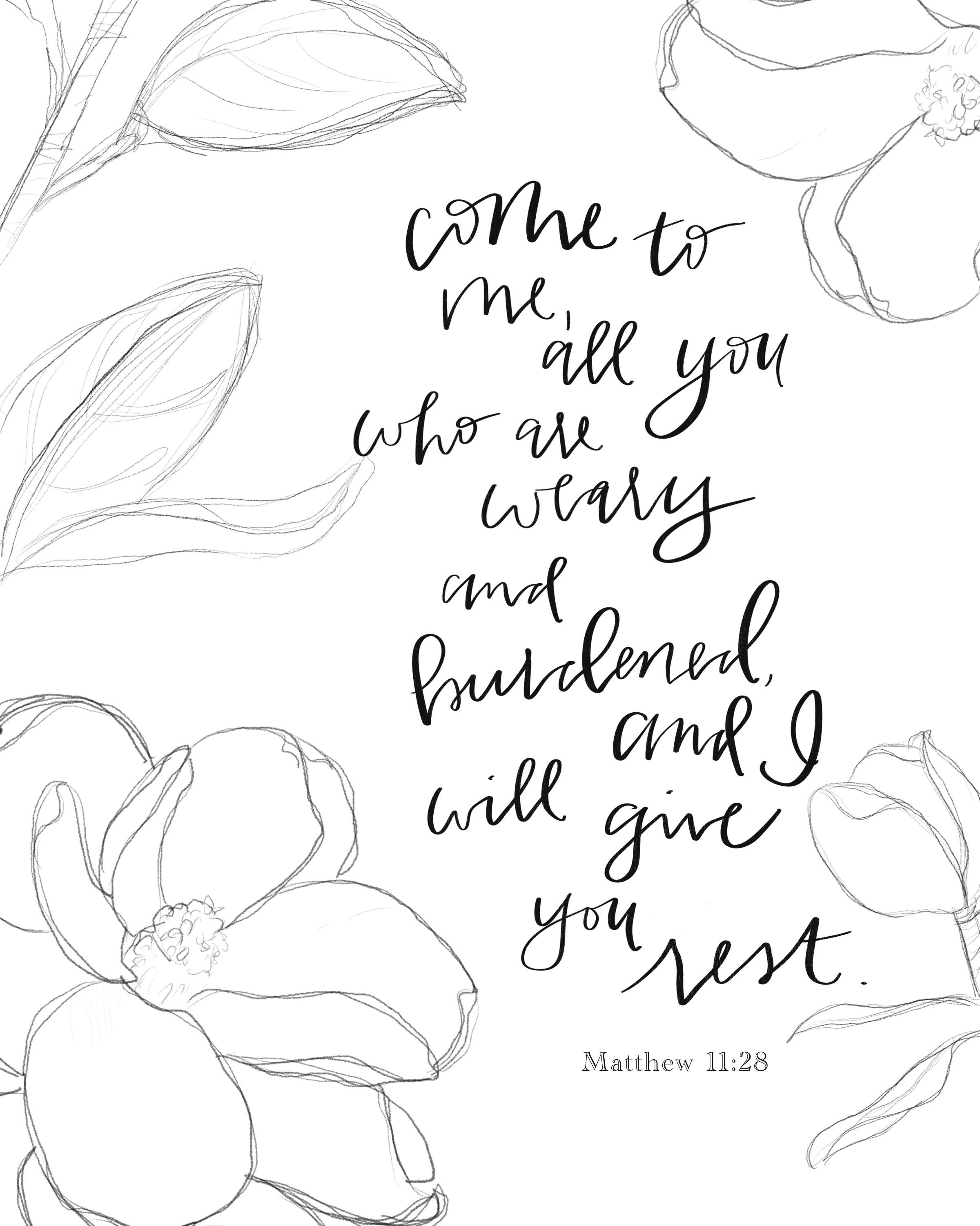 Grace Notes Ltd. - Christian Art and Gifts - Wholesale Art Print - Matthew 11:28 - Hand Lettered Bible Verse Scripture Print2