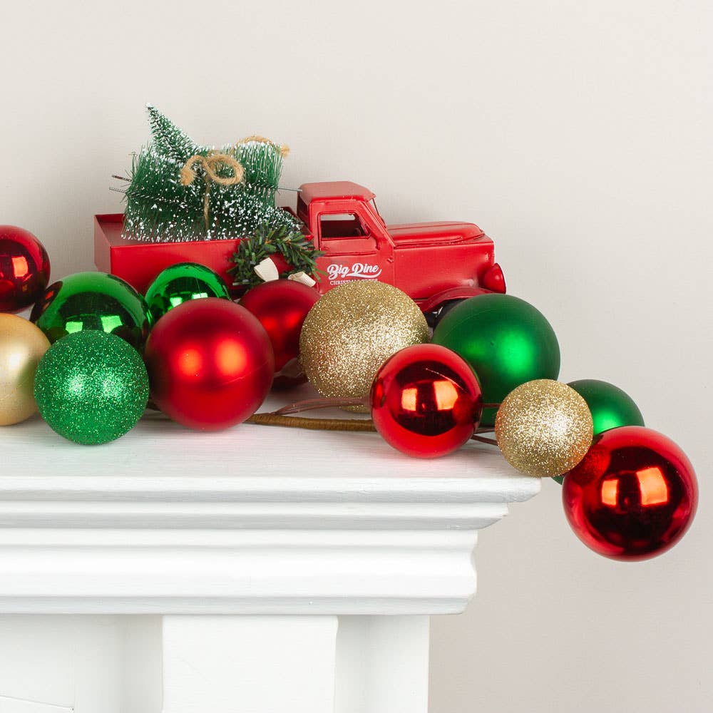 Factory Direct Craft - Vendita all'ingrosso Decorazione - Ghirlanda di palline rotonde natalizie scintillanti da 5'3