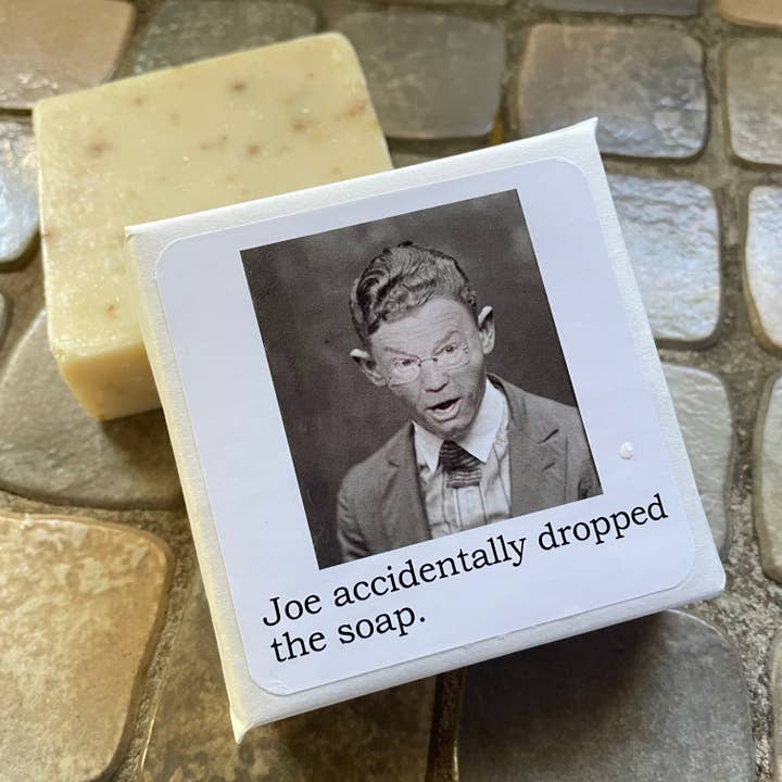 The 3 Sisters Design Co. - Wholesale Bar Soap - Big House Soap, Joe accidentally dropped the soap.