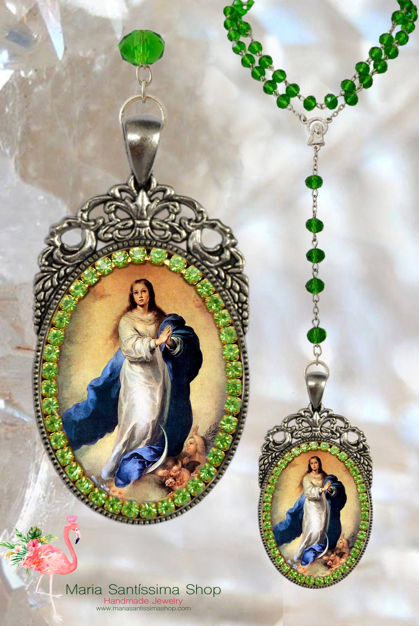 MariaSantissimaShop - Wholesale Pendant/Charm Necklace - Immaculate Conception Rosary of Mary Handmade Necklace Catholic Christian Religious Jewelry Medal Pendant, Mary Immaculate2
