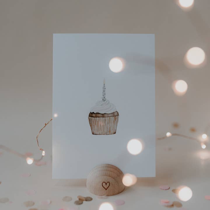 Eulenschnitt - Wholesale Birthday card - Watercolor Card Cupcake (PU = 10 pieces)1