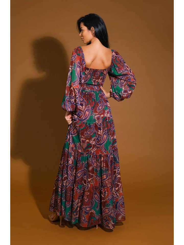 WHINE TEAL A printed woven maxi dress - ID21645 for wholesale on Faire