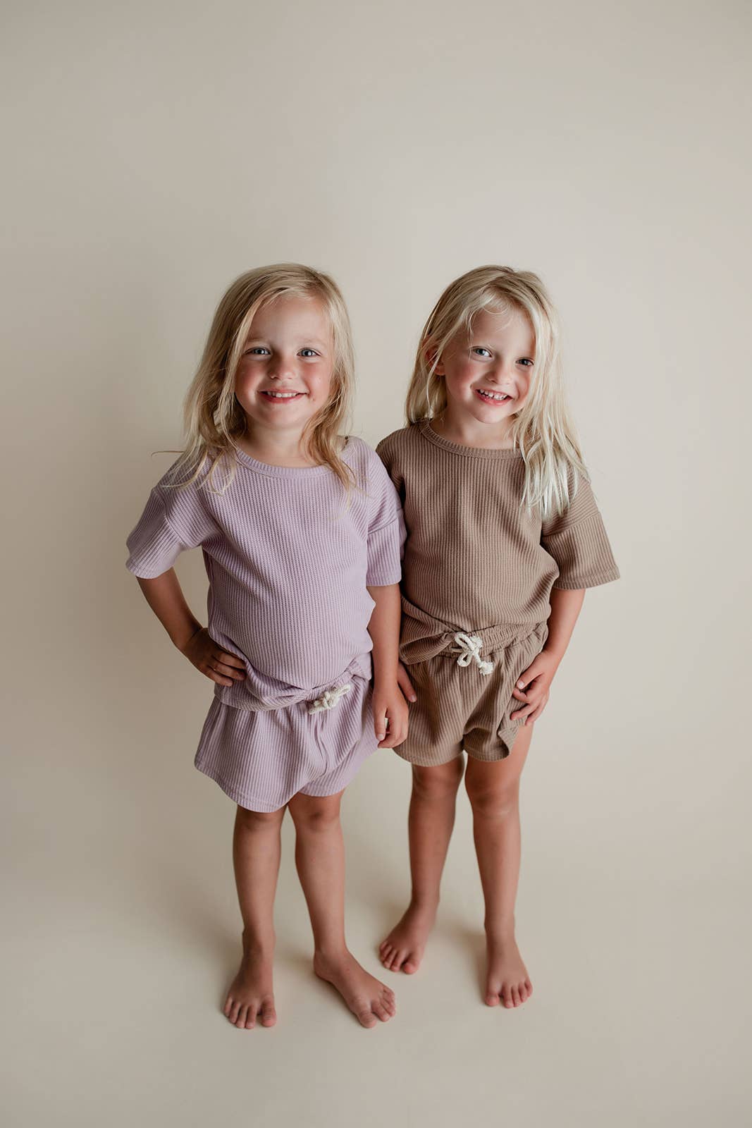 Three Little Tots - Wholesale Top & Short Set - Kids - Cocoa Sands Neutral Summer Waffle Toddler Top & Bottom Set21