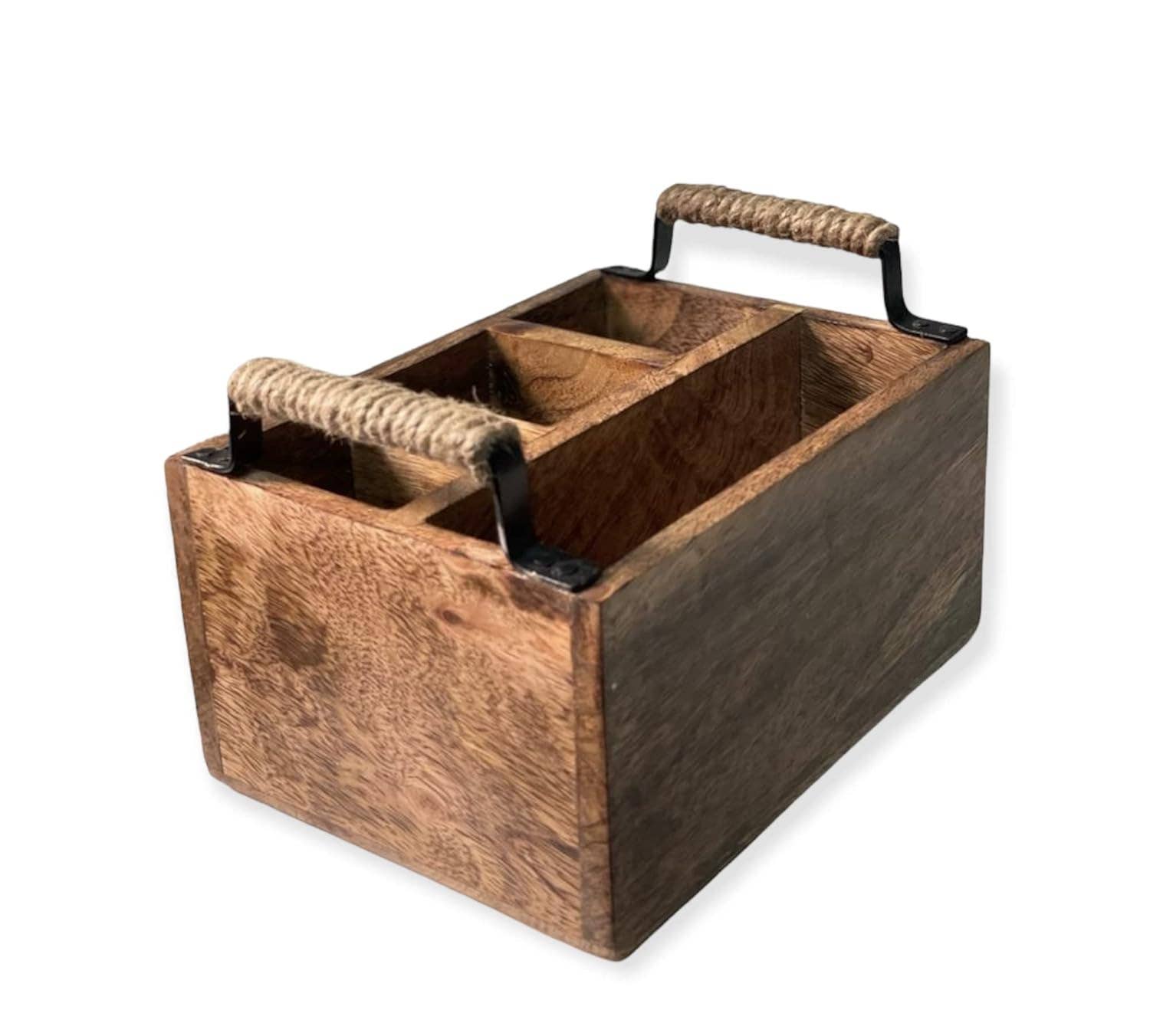 Kudrati LLC – Großhandel Utensilienhalter – Rustikaler Besteckhalter aus Mangoholz0