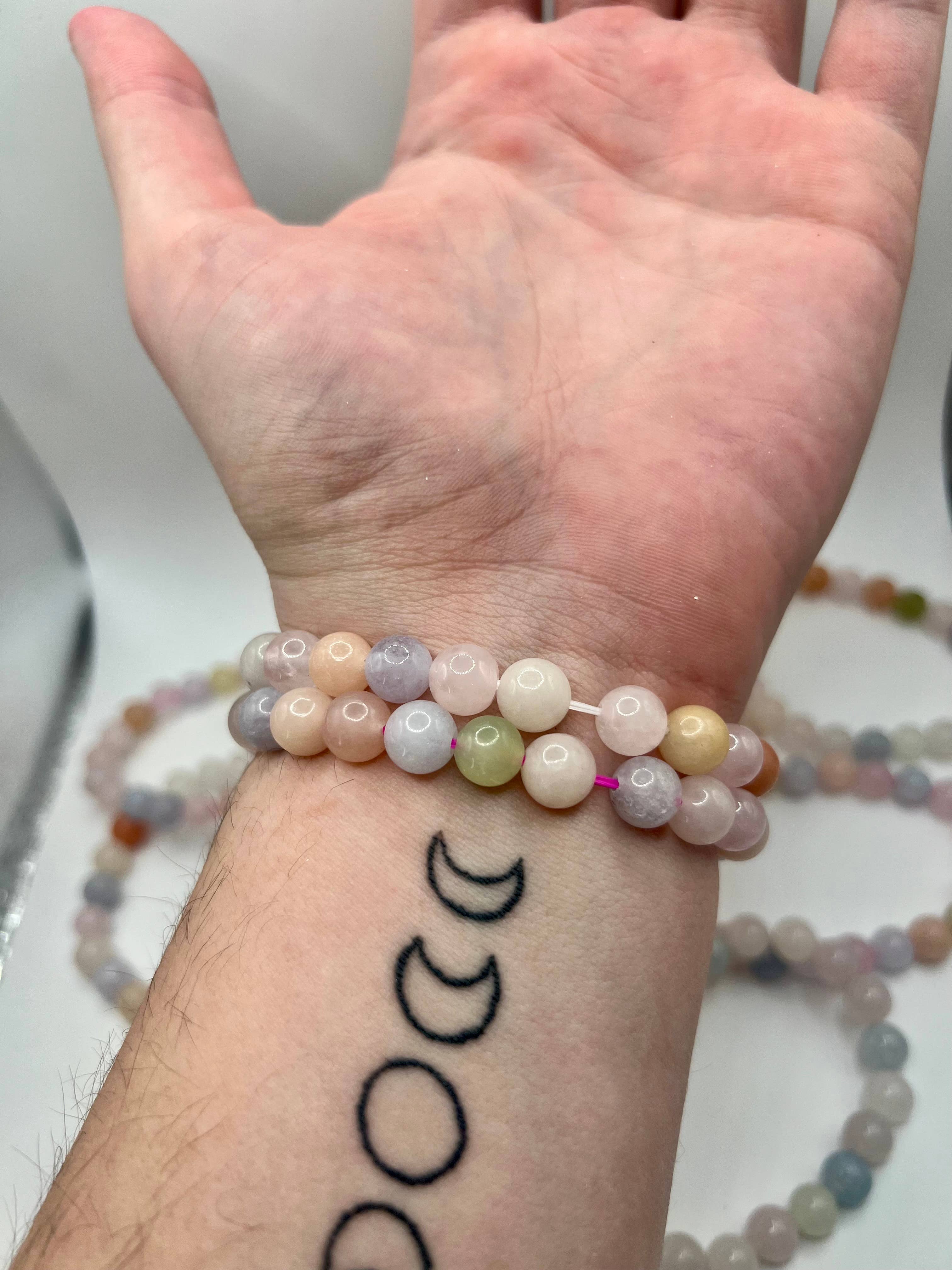 Oils and Auras - Wholesale Beaded Bracelet - Morganite Crystal Bracelet - 8mm Bead3