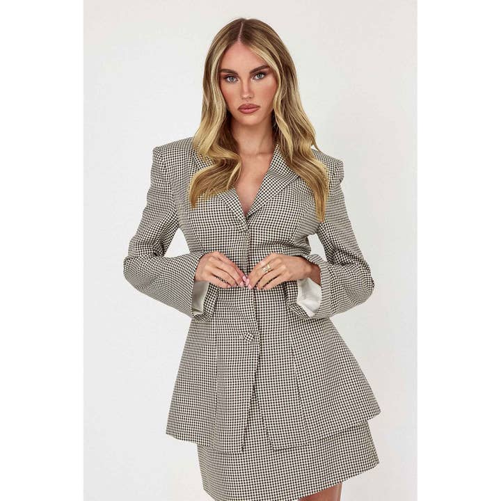 HUNDSTANDSMÖNSTRAD SKRÄDDARSYDD KAVAJ / ST5216D-T för wholesale av One and Only Collective