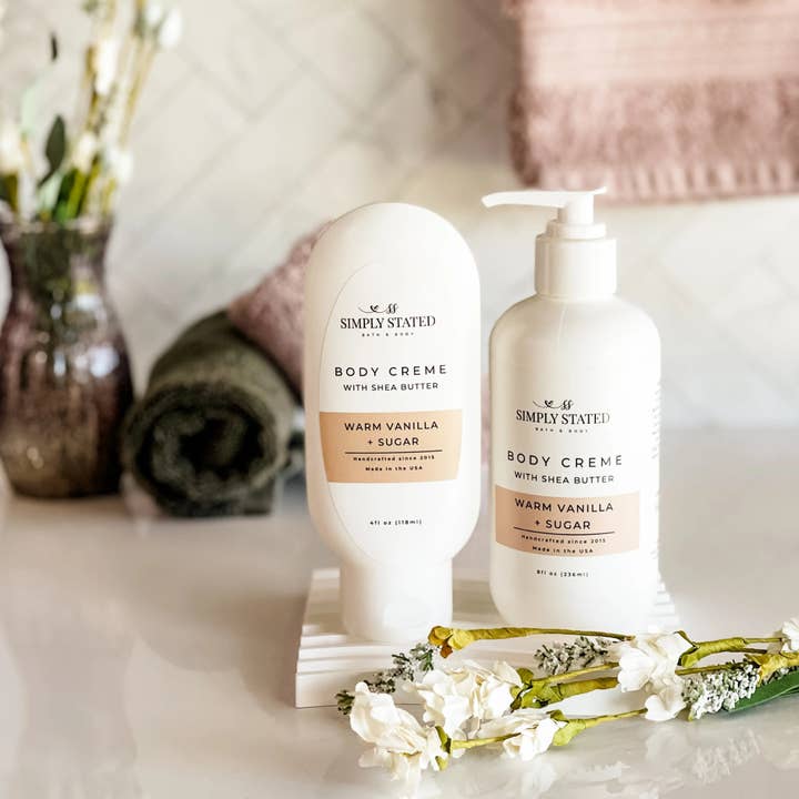 Crème pour le corps Warm Vanilla Sugar | Lotion au beurre de karité pour la vente par Simply Stated Bath & Body