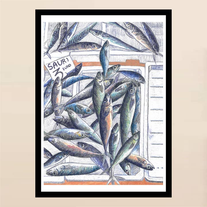 Poster - In the Port, The Fish Stall · kitchen decoration for wholesale by L'Esquermoise par Manon Sénal