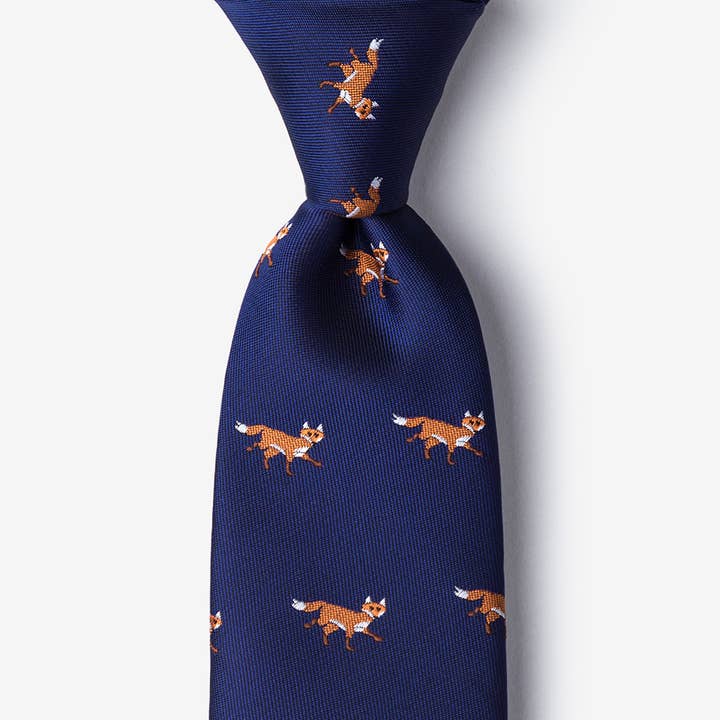 Wild Ties - Wholesale Necktie - Men's - Prowling Foxes Necktie Navy by Wild Ties0