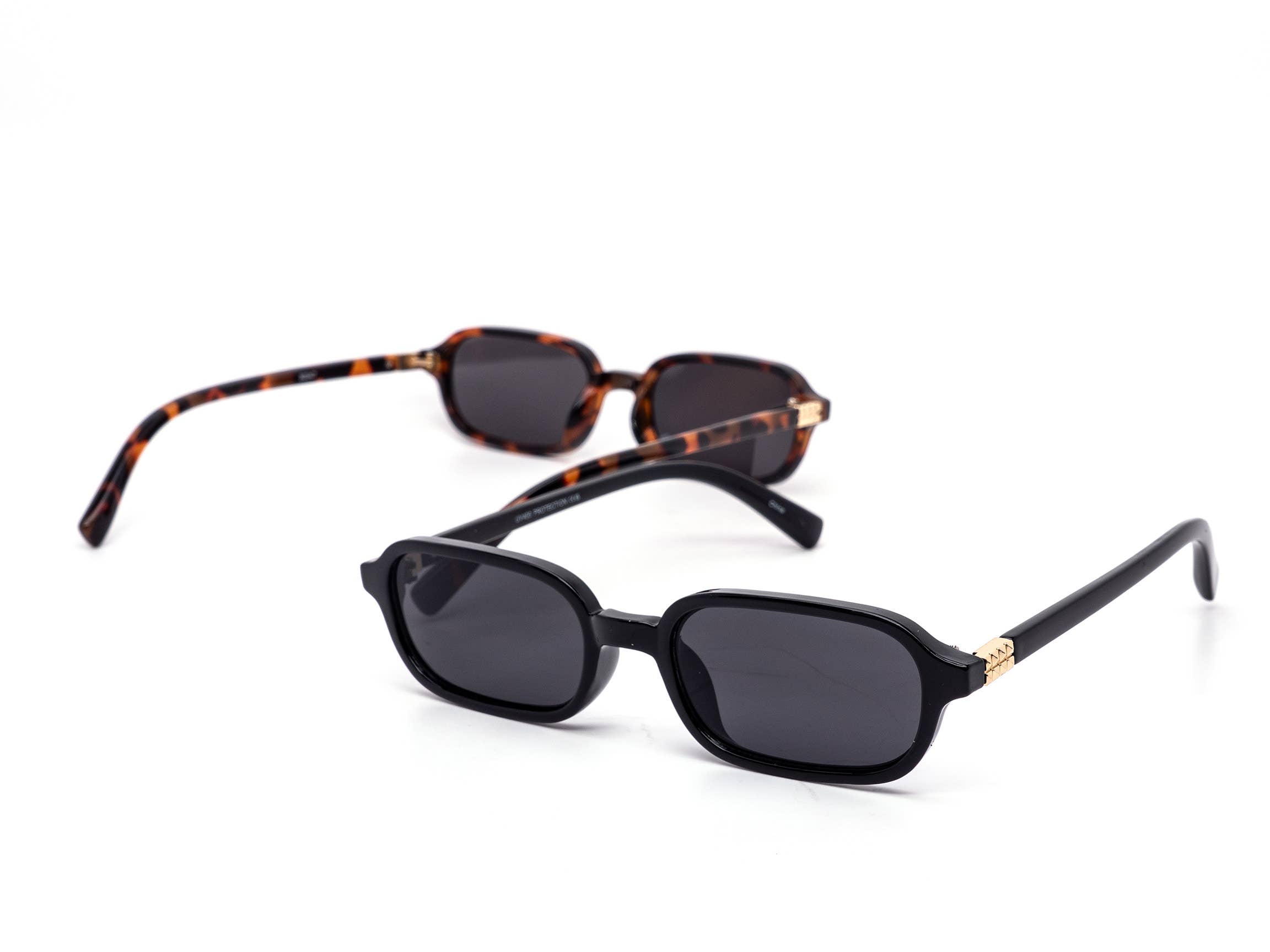 Wholesale Minimal Skinny Oval Rectangle Metal Accents Sunglasses for ...