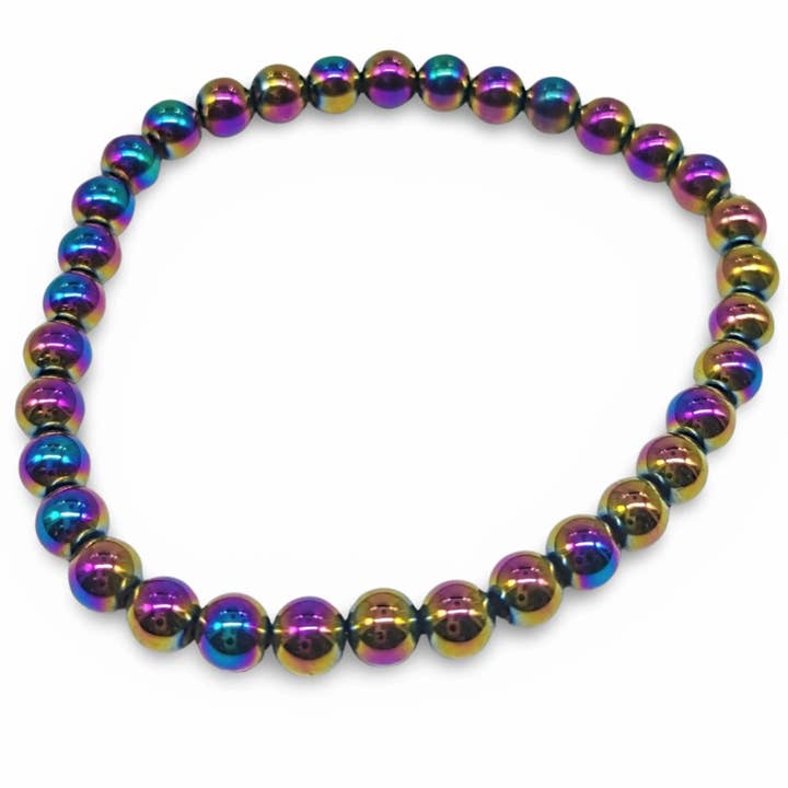 Bracelet - Rainbow Hematite - 6mm for wholesale by Arômes & Évasions