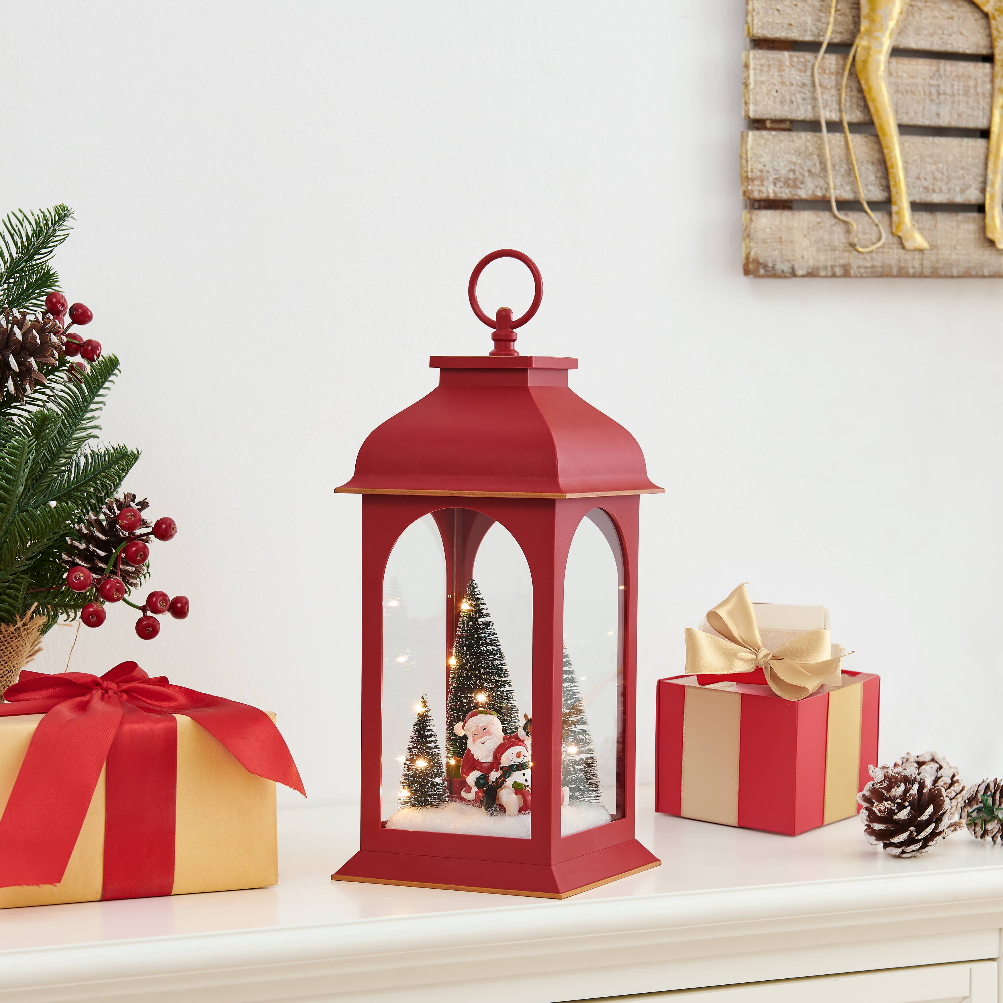 Danya B - Wholesale Christmas decoration - Danya B. Tabletop Red Christmas Santa Winter Scene Lantern2