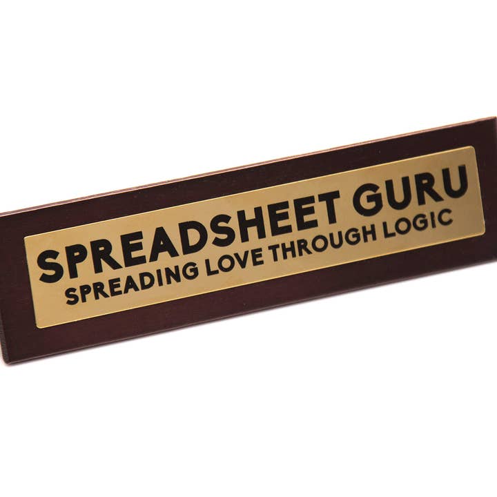 Spreadsheet Guru' Wooden Desk Sign for wholesale by Boxer Gifts