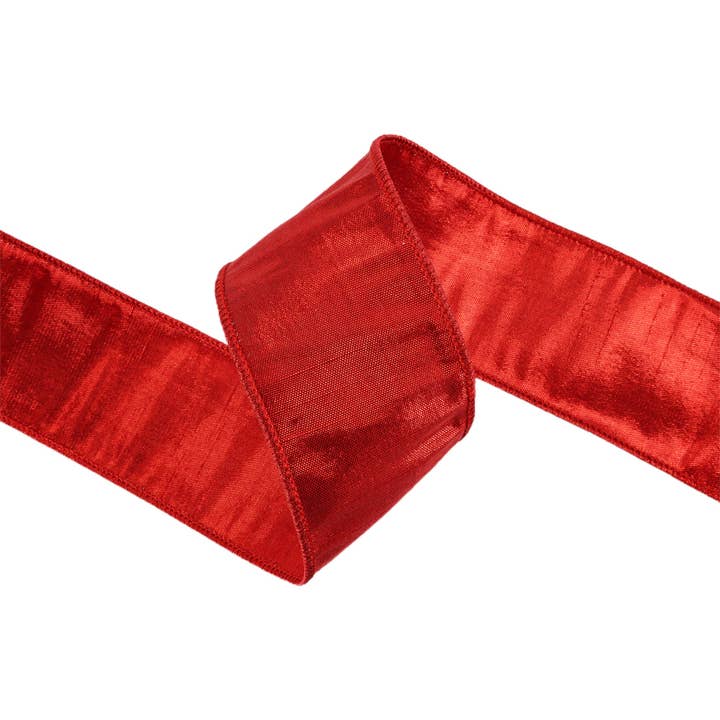 LA Ribbons Wholesale - Wholesale Ribbon - Gift Wrapping - 2 1/2" Wired Metallic Dupioni Ribbon | Red | 10 Yard Roll3