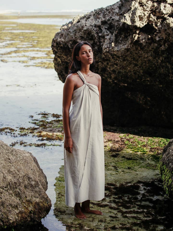 Pia Maxi Dress - Oatmeal for wholesale on Faire