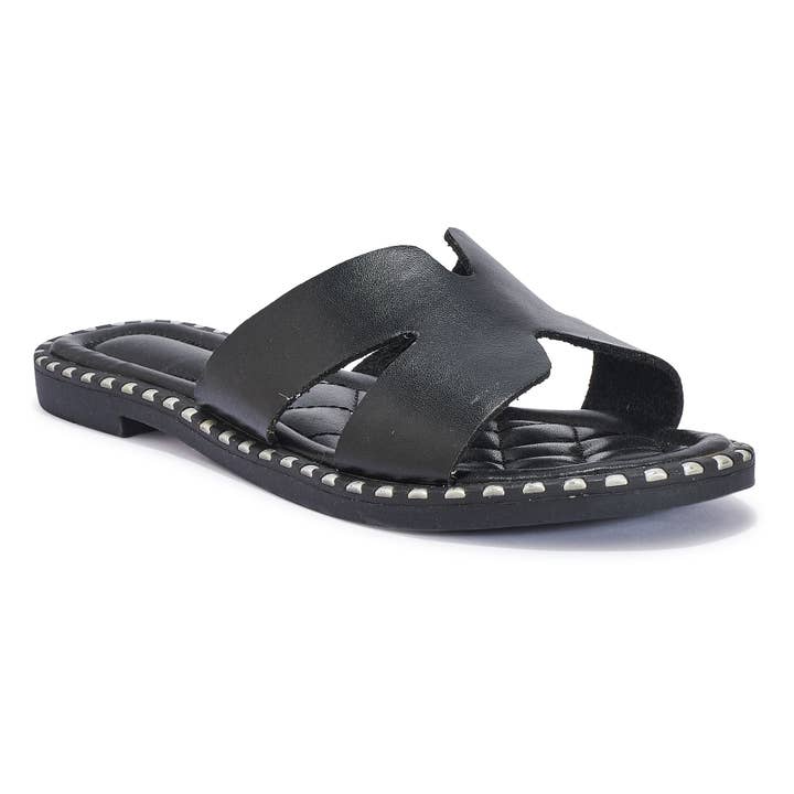 SANDALE PLATE 1841-2 AVEC DÉTAILS EN FORME DE MULE pour la vente par City Shoes