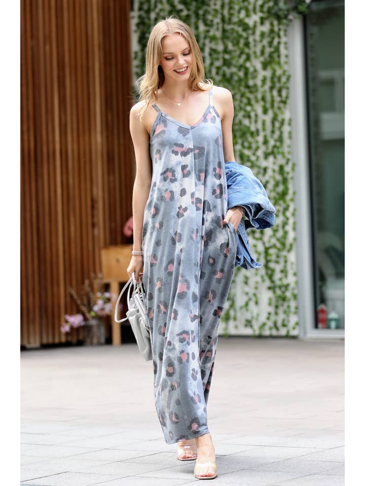 42POPS - Wholesale Dress - Women's - ....SI-21744 Cami Maxi Dress With Side Pockets