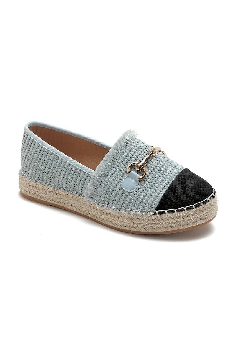 Joia Paris - Wholesale Flats - Women's - Flat espadrilles with black toe and buckle, comfortable H8-8677