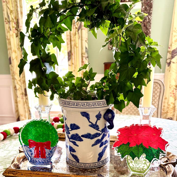 Lemondaisy Design - Wholesale Christmas Decoration - Acrylic Block Chinoiserie Christmas Boxwood1