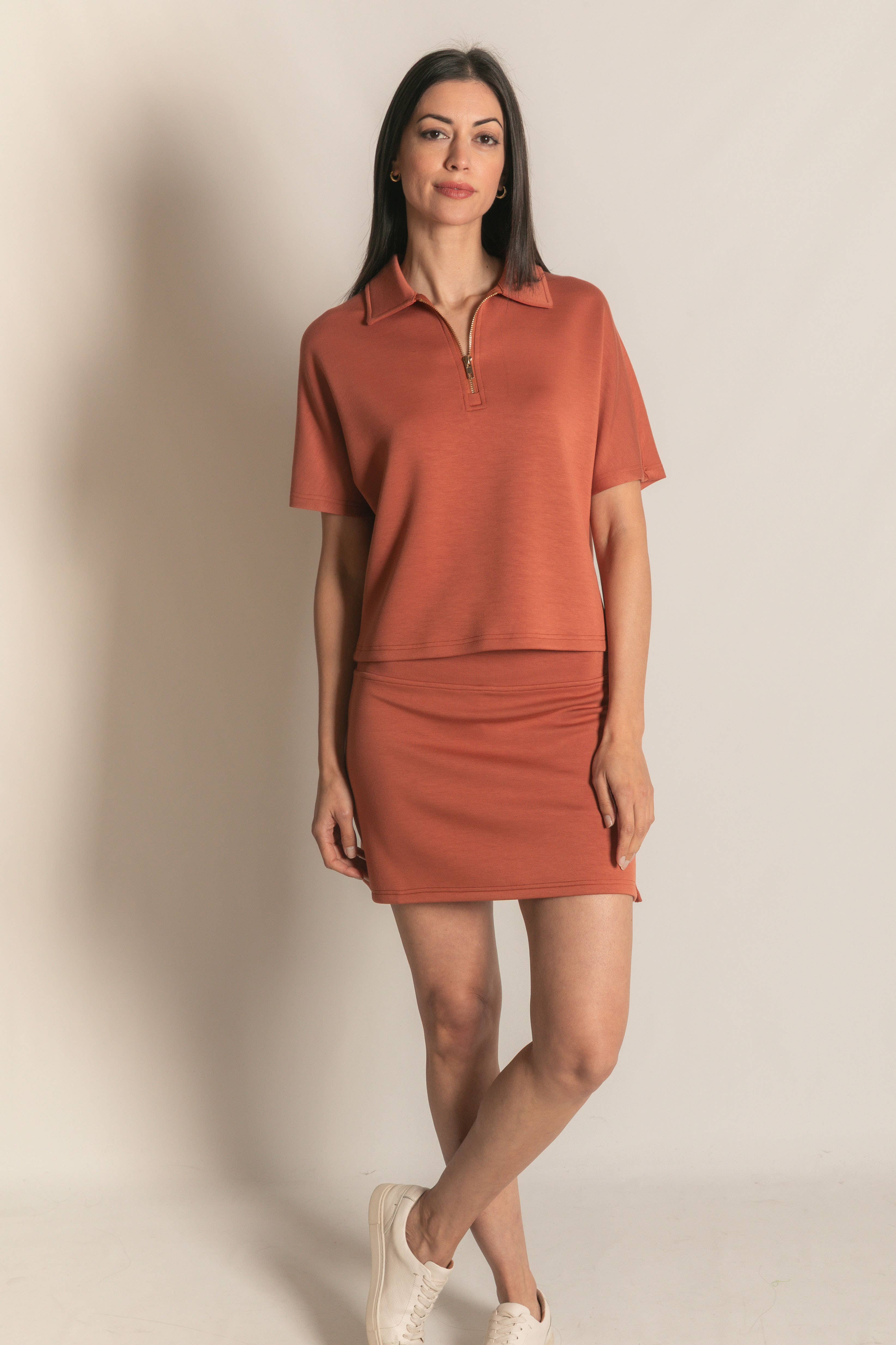 P. CILL - Wholesale Knit Top - Women's - P. CILL Butter Modal Short Sleeve Quarter Zip Top69