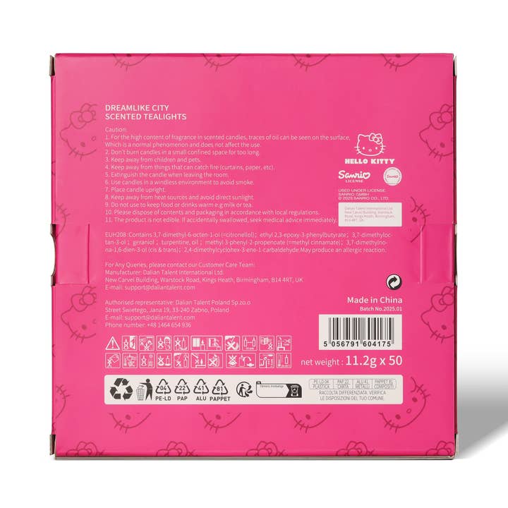 Hello Kitty – wholesale Tea light candles – Hello Kitty Pink Tealights Pack of 50, Dreamlike City Scent2