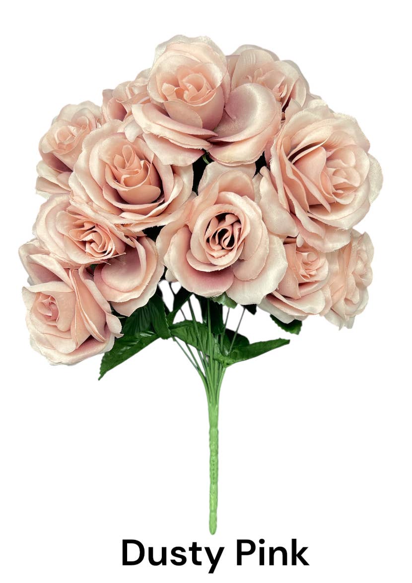 Thompson Wholesale - Wholesale Artificial Flowers - Color Fast Lillian Open Rose Bush (30 PK)16